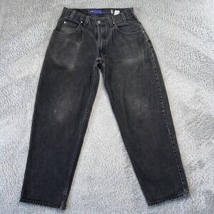 Vintage Levi's SilverTab Baggy Jeans Mens 31x30 Washed Black Pleated Y2K 90s